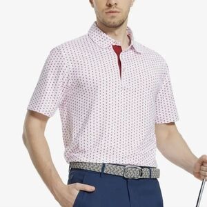 Stylish Men's Pink Patterned Polo Shirt